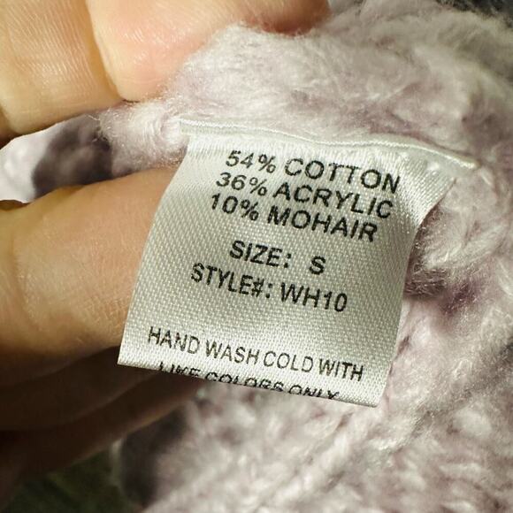 NWT Woven Heart Lavender Chunky Cable Oversized Fluffy Cardigan Sweater size S - Picture 6 of 11